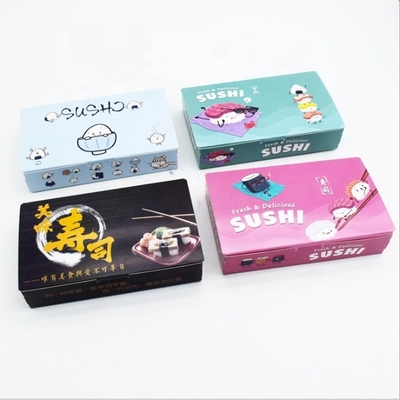 Leakproof Hamburg Sushi Bento Paper Box 17*10.3*3.6cm with Sushi Trays Type